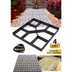 Taşmatik Yıldız Zemin Kaplama Kalıbı 4 Adet Beton Tuğla Kalıp Bahçe Taş Kalıbı Dekorasyon Süsleme Aparatı - 40x40x4 - Siyah
