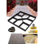 Taşmatik Yıldız Zemin Kaplama Kalıbı 8 Adet Beton Tuğla Kalıp Bahçe Taş Kalıbı Dekorasyon Süsleme Aparatı - 40x40x4 - Siyah