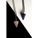 Taşmeran Pembe Kuvars-lapis Lazuli Doğal Taş Pandül Çift Sevgili Kolyeleri Tky0227
