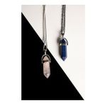 Taşmeran Pembe Kuvars-Lapis Lazuli Uyumlu Doğal Taş Çivi Çift Sevgili Kolyeleri Tky0230