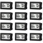 TASOGEN 12 Paket Mini Küçük Dijital Higrometre Termometre İç Mekan Sıcaklık ve Nem Ölçer Sıcaklık Sensörü Monitörü Fahrenheit (℉) Kavanozlar, Nemler, Ev, Sürüngen Tankı, Oda için