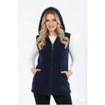 Taşoğlu Collection Kapüşonlu Lacivert kadın Polar Yelek