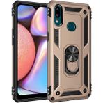Tasopay Samsung Galaxy A10S Uyumlu Kılıf Soldier Korumalı Yüzüklü ve Mıknatıslı Tpu Gövde Kılıf - Gold
