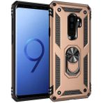 Tasopay Samsung Galaxy S9 Plus Uyumlu Kılıf Soldier Korumalı Yüzüklü ve Mıknatıslı Tpu Gövde Kılıf - Gold