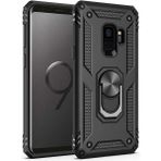 Tasopay Samsung Galaxy S9 Uyumlu Kılıf Soldier Korumalı Yüzüklü ve Mıknatıslı Tpu Gövde Kılıf - Siyah