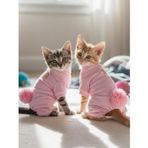 Tassel And Rainbow Soft Pink - Pastel Pembe Pamuklu Kedi Tulum Pijama
