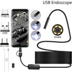 Tastech 3'ü 1 Arada Endeskop Kamera Mikrofon USB ve Tip-C 6 LED Su Geçirmez 10 Metre Borescope Yılan Kamera