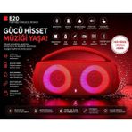 Tastech B20 Bluetooth Hoparlör USB ve Hafıza Kartı Girişli Fm Radyolu Şarjlı Taşınabilir Kablosuz Speaker Mp3 Çalar Tüm Cihazlara Uyumlu - Kırmızı