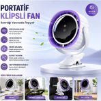 Tastech BWFN16 Klipsli Fan Masaüstü ve Bebek Arabası Için Şarjlı Mandallı Vantilatör 1800RPM 3600MAH Serinletici Mini Klima - Beyaz