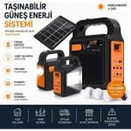 Tastech YSF-200 Bluetooth Hoparlör Güneş Enerjili Kamp Lambası Fm Radyolu Müzik Mp3 Çalar Powerbank Özellikli Taşınabilir Solar Panel Sistemi - Siyah