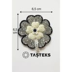 Taşteks Ütülenebilen veya Sticker Olarak Kullanılabilen Kristal Taş Süslemeli Örgü Aplik Çiçek