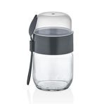 Tastify Taşınabilir Cam Yoğurt Kabı, 425 ml + 200 ml, BPA İçermeyen, Çift Hazneli, Kapaklı, Kaşıklı