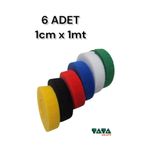 TATA CRAFT 6 Adet Cırt Bant Kablo Bağları Çok Amaçlı Renkli Düzenleme Küçük Boy