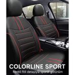 Tata Indigo 2006–2010 Colorline Sport Serisi Deri Siyah Kırmızı Koltuk Kılıfı - Modüler Standart - Siyah - Kırmızı