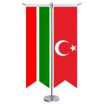 Tataristan Cumhuriyeti Bayrağı ve Türkiye - Kırlangıç - Saten T direk 2li Masa Bayrağı