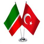 Tataristan -Türkiye -İkili Saten Masa Bayrağı