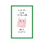 Tatlı ama Çılgın, Ama Yine Tatlı – Cute but Psycho but Cute | Kedili Hediye Not Kartı Dekoratif Kartpostal | 10×15 cm