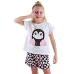 Tatlı Baykuş Kız Çocuk T-shirt Şort Takım