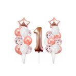 TATLI GÜNLER 1 Yaş Rose Gold Folyo Balon Şeffaf Balon Seti Doğum Günü Parti Seti
