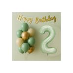 Tatlı Günler 2 Yaş Doğum Günü Balon Seti Küf Yeşili Konsept Folyo Balon Happy Birthday Banner Balon Buketi