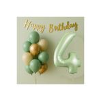 Tatlı Günler 4 Yaş Doğum Günü Balon Seti Küf Yeşili Konsept Folyo Balon Happy Birthday Banner Balon Buketi