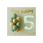 Tatlı Günler 5 Yaş Doğum Günü Balon Seti Küf Yeşili Konsept Folyo Balon Happy Birthday Banner Balon Buketi