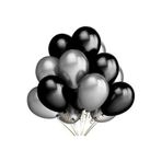 TATLI GÜNLER Partiniseç 25 Adet Metalik Sedefli (Siyah-gümüş Gri) Karışık Balon Helyumla Uçan