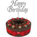 Tatlı Günler Pleksi Ayna Pasta Süsü, Happy Birthday, Gümüş