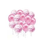 TATLI GÜNLER ŞEFFAF VE METALİK PEMBE BALON PEMBE KONFETİLİ 20 ADET