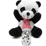 Tatlı Peluş Panda & Işıklı Mini Panda Kar Küresi Hediye Seti - Beyaz