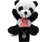 Tatlı Peluş Panda & Kar Tanesi Kolye Hediye Seti - Beyaz