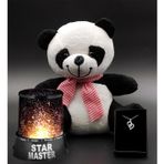 Tatlı Peluş Panda & Star Master Gece Lambası & 100 Dilde Seni Seviyorum Kolye Hediye Seti (Model 1) 65603