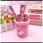 Tatlı Sebep Hello Kitty Veya Kuromi Kalemlik Seti – Renkli Kırtasiye Seti 7 Parça 1 Kutu - Pembe