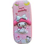 Tatlı Sebep Kalem Kutusu Sanrio My Melody 3D Kabartmalı Kalemlik Sert Kapaklı Fermuarlı 2 Bölmeli - Pembe - Beyaz