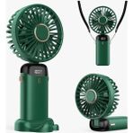 Tatlı Sebep Mini Klima LED Göstergeli Şarjlı El Fanı Vantilatör 5 Kademeli Hız Serinletici Fan - Koyu Yeşil