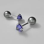 Tatlısu Pırıltı Küpe Siyah İnci / Mavi Taş