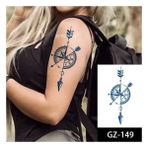 Tattoo 1 Ay Kalıcı Gerçekçi Geçici PUSULA12 Saat Sonra Kararan Geçici Dövme Tattoo - Siyah