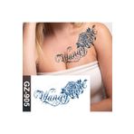 Tattoo 1 Ay Kalıcı Gerçekçi Yazı ve Gül Modelli 12 Saat Sonra Kararan Yapıştırma Geçici Dövme Tattoo