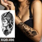 Tattoo Gerçekci Geçici Dövme Tattoo Kız Baykuş Dövme Sahte Etiket Kadın Erkek Kol Bacak - Siyah