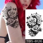 Tattoo Gerçekci Geçici Dövme Tattoo Mandala ve Gül Dövme Sahte Etiket Kadın Erkek Kol Bacak - Siyah