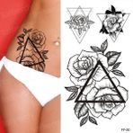 Tattoo Gerçekci Geçici Güller Karışık Dövme Sahte Etiket Kadın Erkek Kol Bacak - Siyah