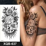 Tattoo Gerçekci Kedi Ve Gül Geçici Dövme Tattoo Xqb-637