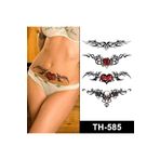 Tattoo Gerçekci Özel Kalp Gül Tribal Desenli bel göbek sırt geçici dövme tattoo