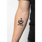 Tattoo Gerçekçi Türk Ayyıldız ve Kurt Minimal Model Geçici Kol Bacak Geçici Sticker Yapıştırma Dövme