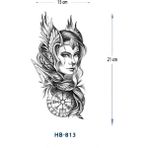 Tattoo HB-813X Orta Boy Savaşcı Kadın ve Şaman Pusulası Desen Geçici Dövme - Renkli - standart