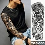 Tattoo Kafatası Kadın Gül Çiçek Dövme Sticker Uzun Ömürlü Su Geçirmez Dayanıklı