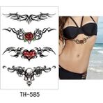 Tattoo Kalp Gül Tribal Desenli Bel Göbek Sırt Geçici Dövme Tattoo