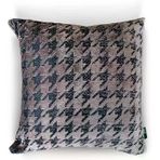 Taupe Houndstooth Kazayağı Desenli Dekoratif Kırlent/Yastık Kılıfı 45x45 cm,%100 Polyester Döşemelik Kumaş
