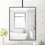 Tavan Asma Kare Ayna Dikdörtgen Makyaj Duvar Aynası Tavan Bomlu Siyah Metal Dekoratif Çerçeve 40 cm x 60 cm Ev Dekoru ve Modern Estetik için