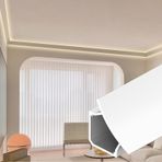 Tavan borusu kalıplama, duvar ve tavan için LED kanallı korniş kalıplama, çift taraflı ışık difüzörü, alüminyum soket profili ev dekorasyonu için (23 m/75,5 ft